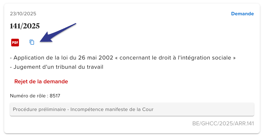 Capture d’écran d’un lien permanent vers un arrêt