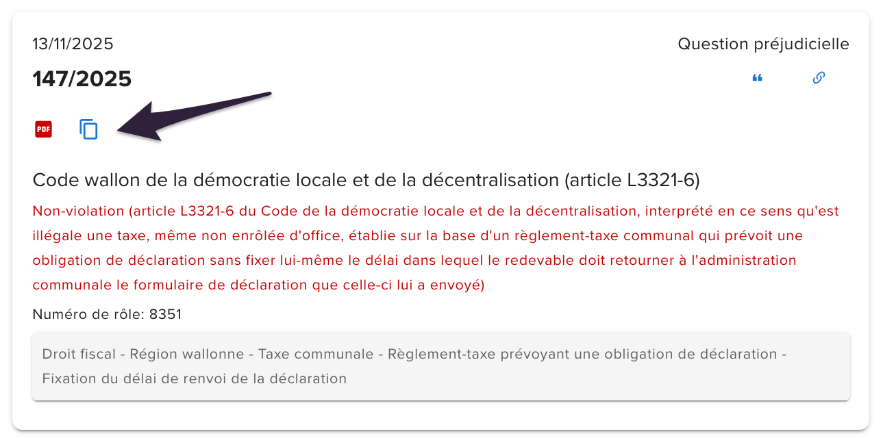 Capture d’écran d’un lien permanent vers un arrêt