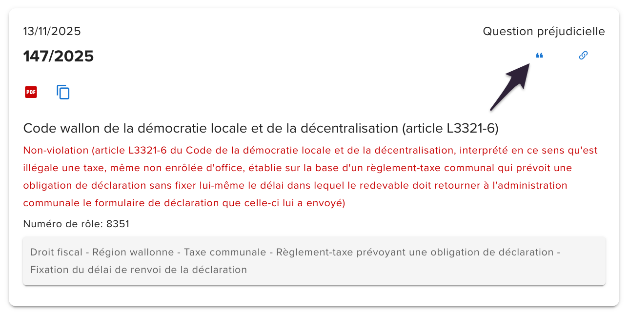Capture d’écran d’un lien permanent vers un arrêt